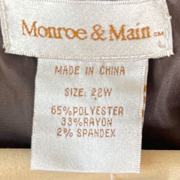 Monroe & Main Brown Tan Plaid Single Breasted Lightly Lined Long Jacket Sz 22W - Picture 4 of 4